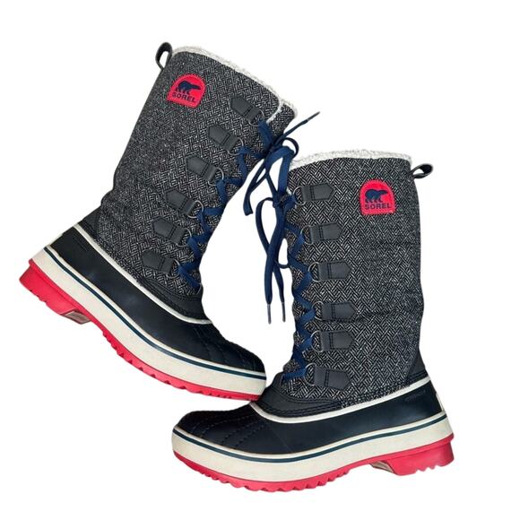 Sorel Tivoli High Lace Up Winter Boots Womens 6 Gray Waterproof Faux Fur Snow - Picture 5 of 9